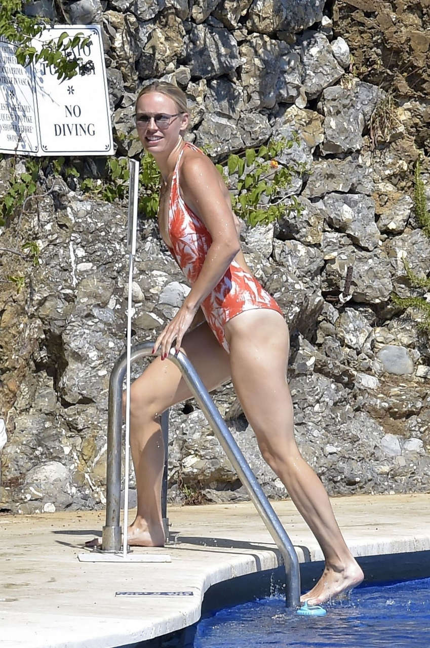 Caroline Wozniacki Swimsuit Pool Portofino