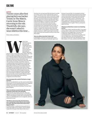 Carrie Anne Moss For Saturday Guardian December