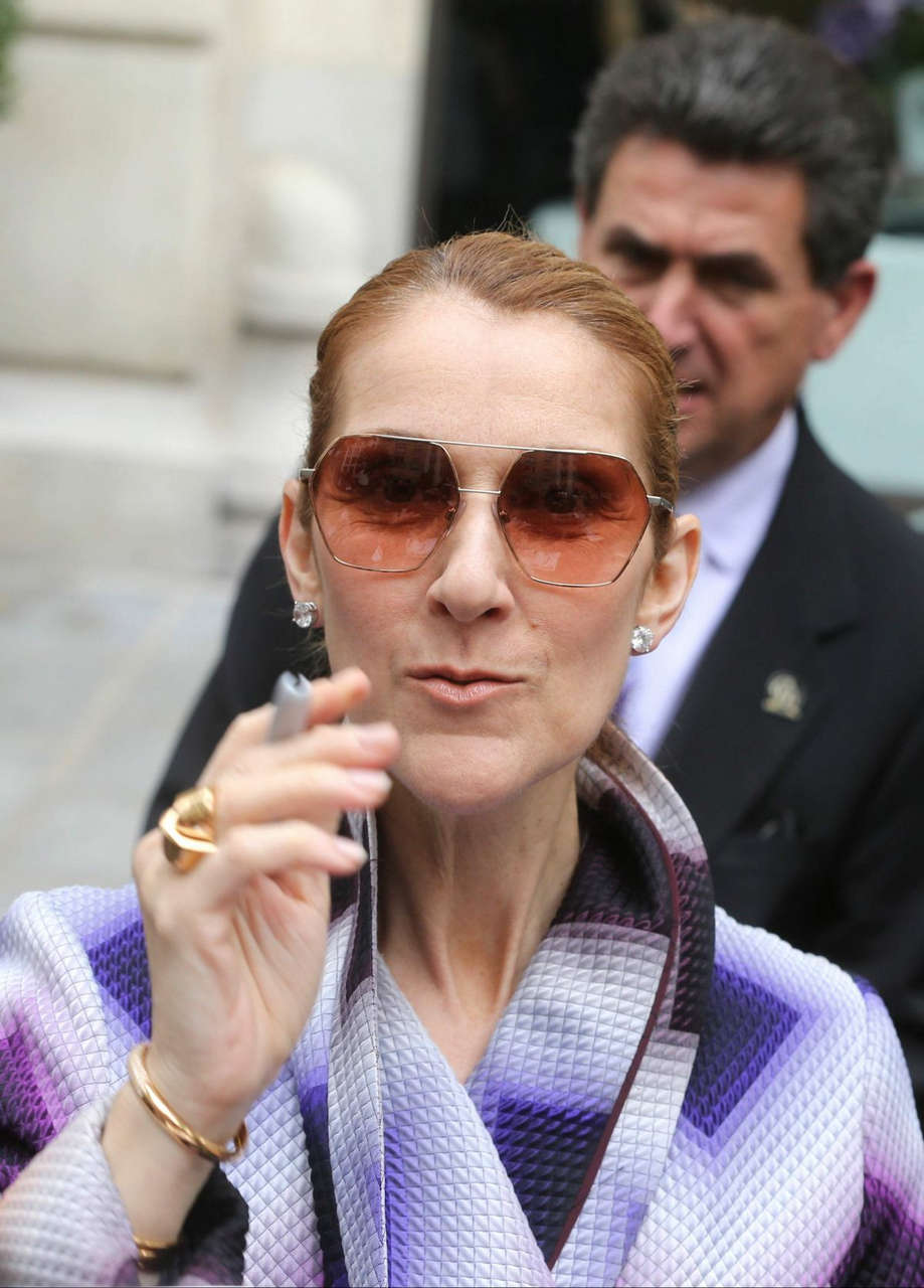 Celine Dion Leaves Her Hotel Paris