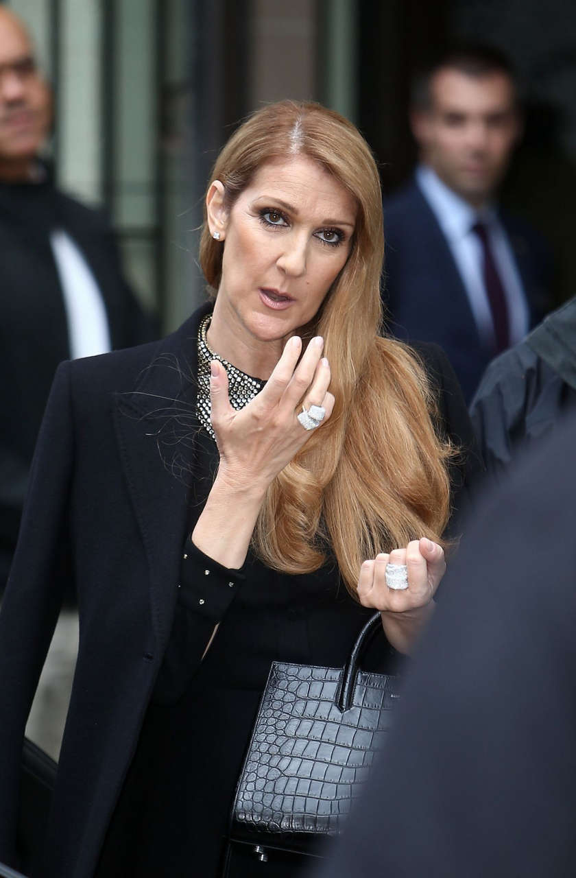 Celine Dion Leaves Royal Monceau Hotel Paris