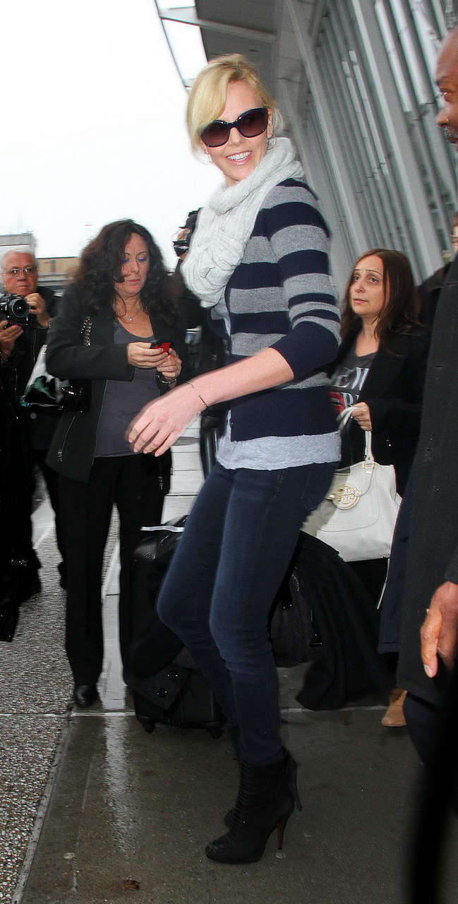 Charlize Theron Arriving Jfk Airport