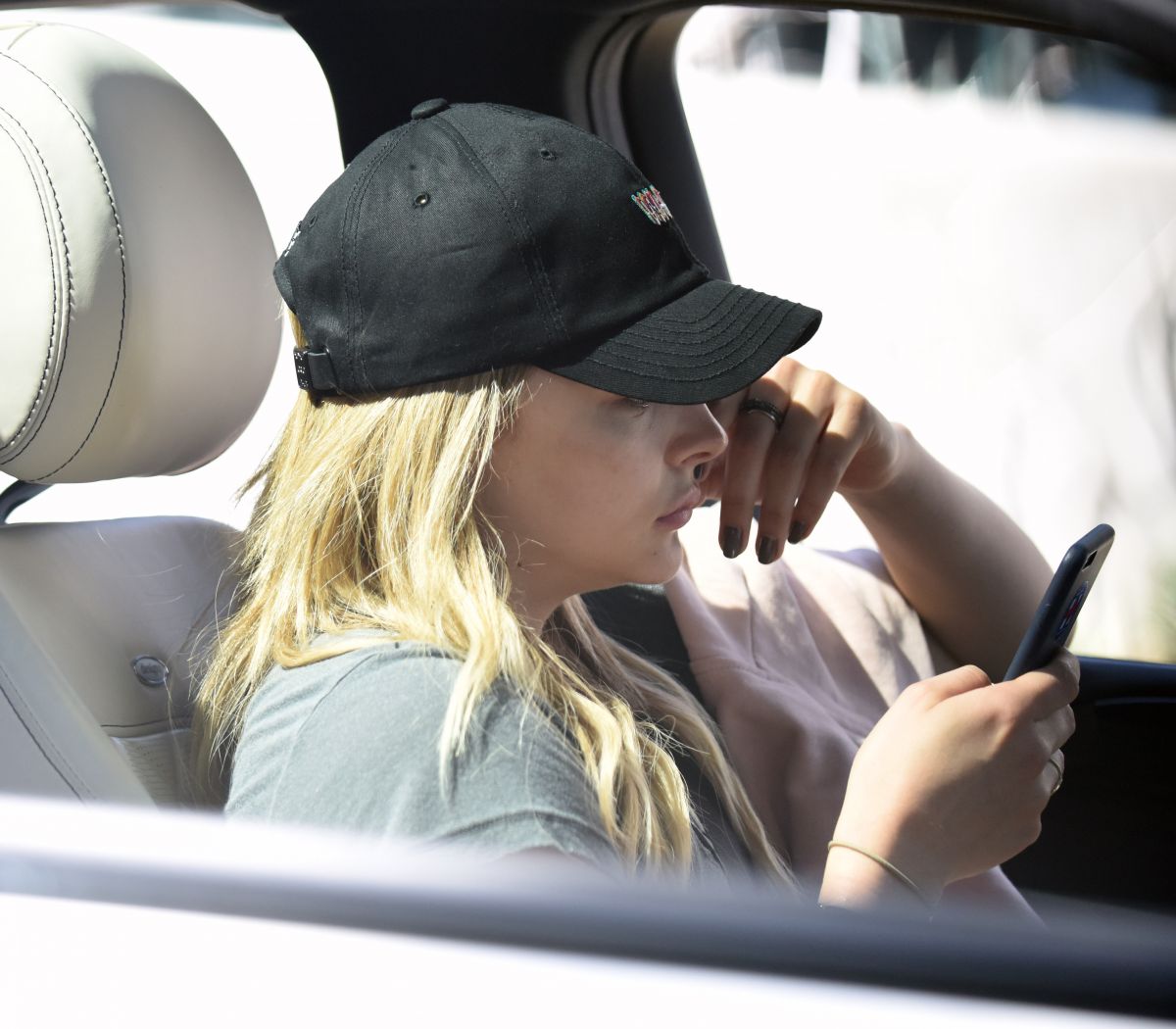 Chloe Moretz Chats Her Phone Near Her Home Los Angeles