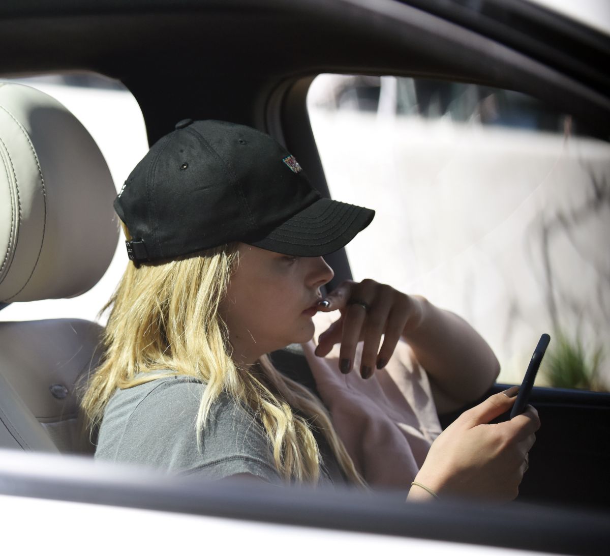 Chloe Moretz Chats Her Phone Near Her Home Los Angeles