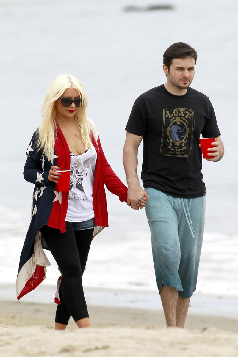 Christina Aguilera Celebrates 4th July Beach Malibu