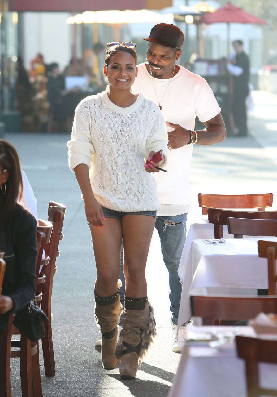 Christina Milian Jeans Shorts Out About Los Angeles