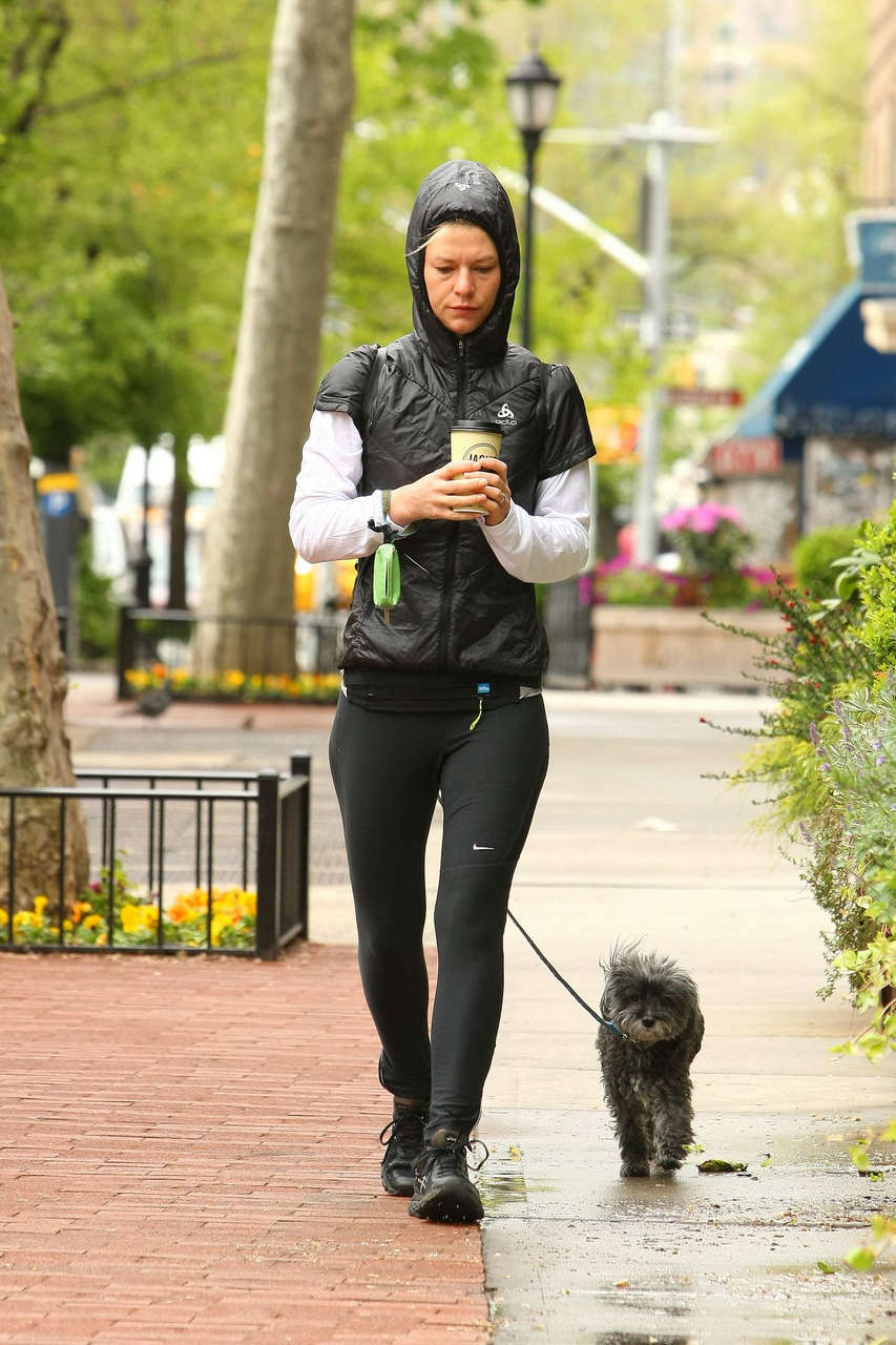Claire Danes Walks Her Dog Out New York