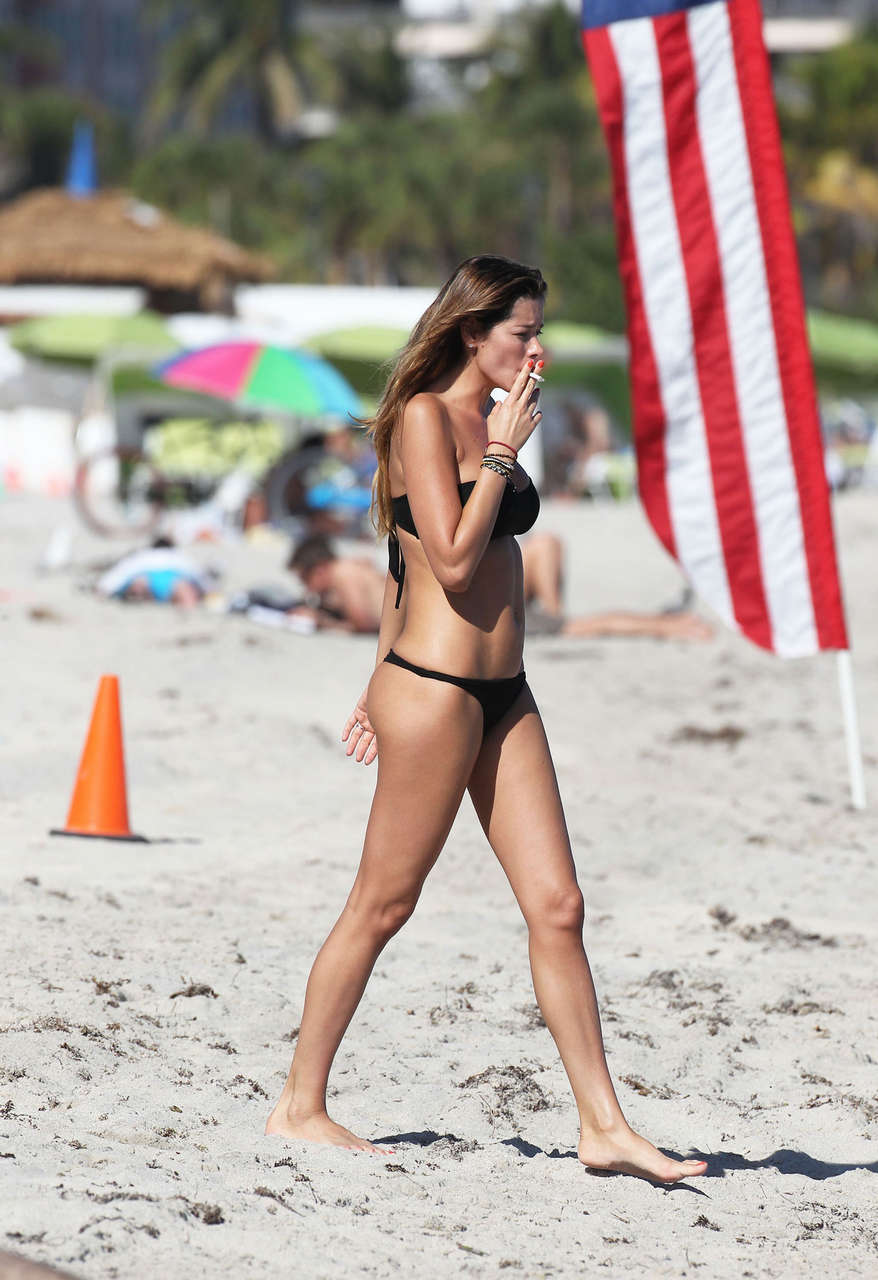 Claudia Galanti Black Bikini Beach Miami