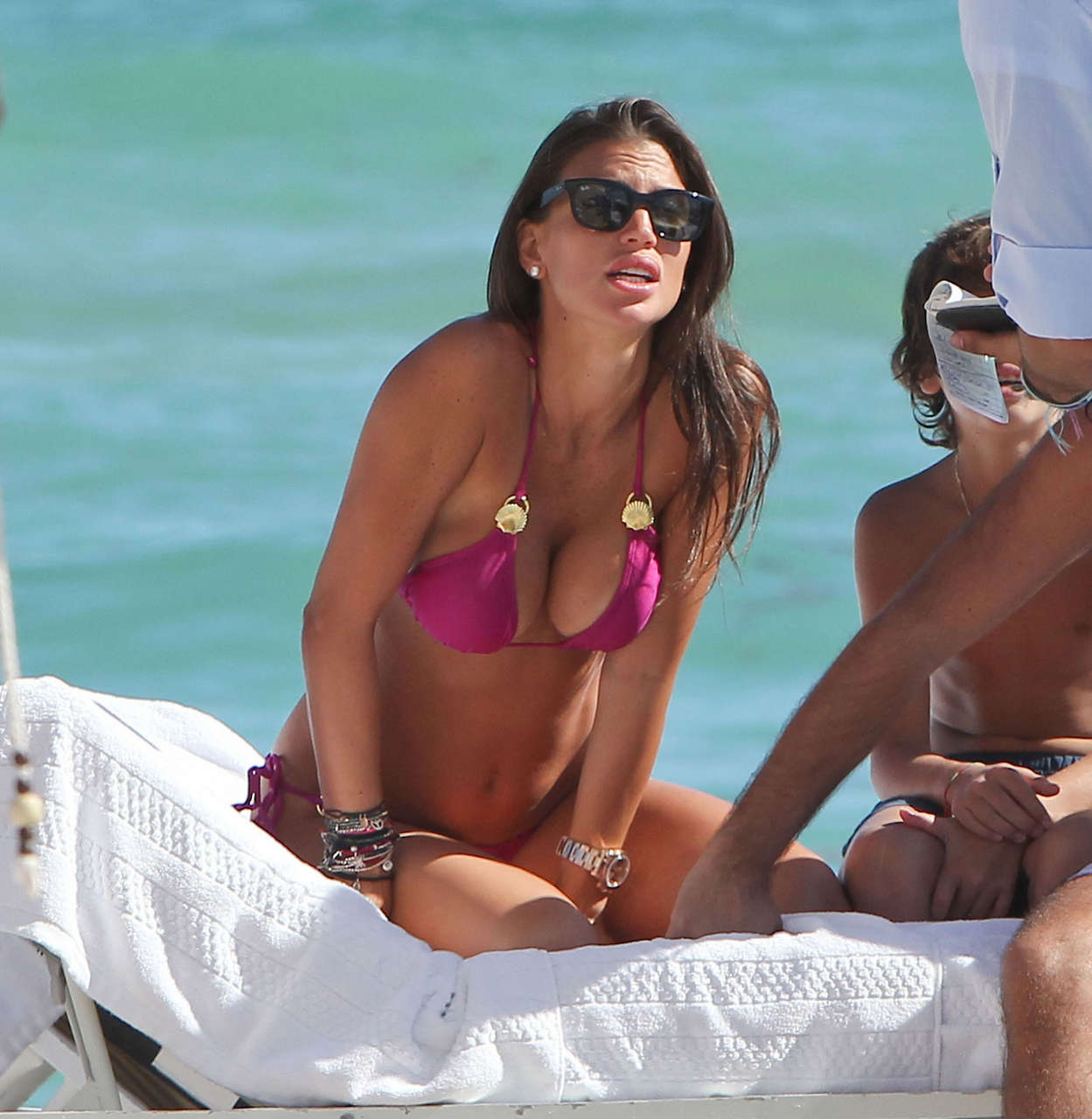 Claudia Galanti Pink Bikini Beach Miami