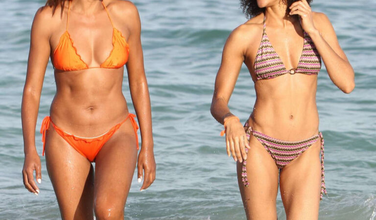 Claudia Jordan Annie Ilonzeh Bikinis Beach Miami (28 photos)