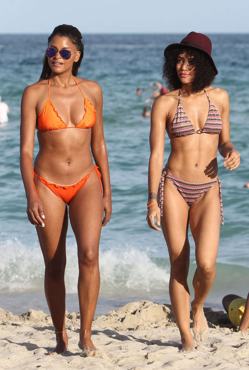Claudia Jordan Annie Ilonzeh Bikinis Beach Miami