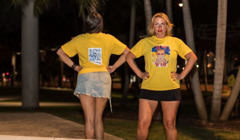 Claudia Romani And Ilona Nesterova Support Ukraine Out Miami (7 photos)
