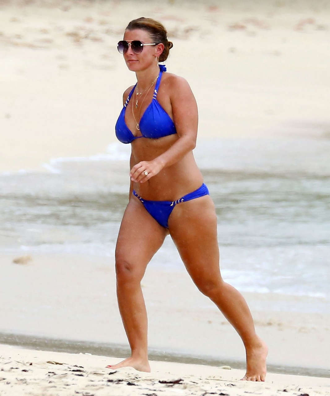 Coleen Rooney Blue Bikini Beach Barbados