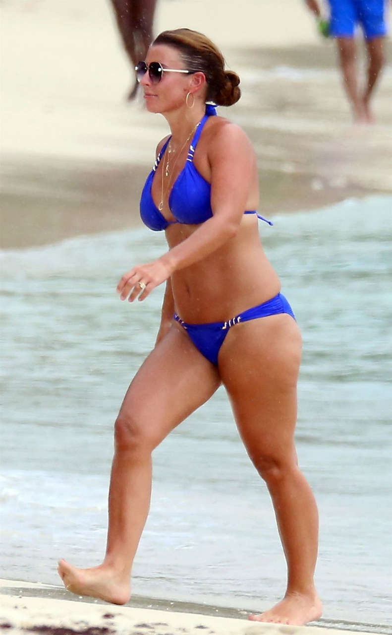 Coleen Rooney Blue Bikini Beach Barbados