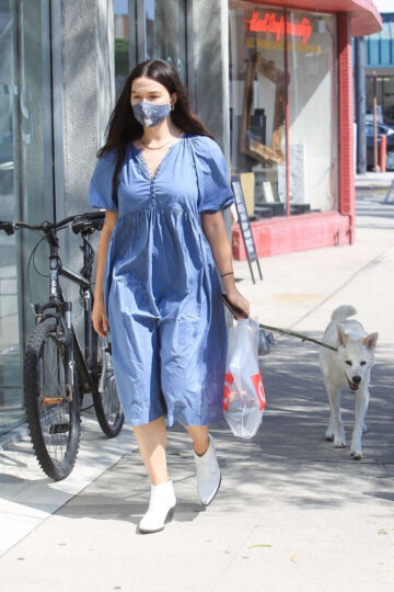 Crystal Reed Out With Her Dog Los Angeles