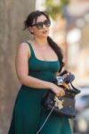 Daisy Lowe Green Dress Out With Her Dog London