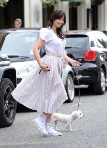 Daisy Lowe Out With Her Dog Primrose Hill