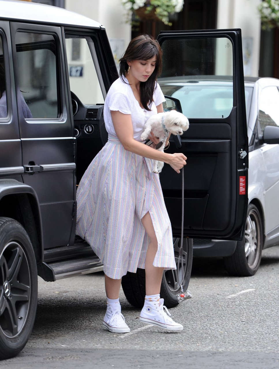 Daisy Lowe Out With Her Dog Primrose Hill