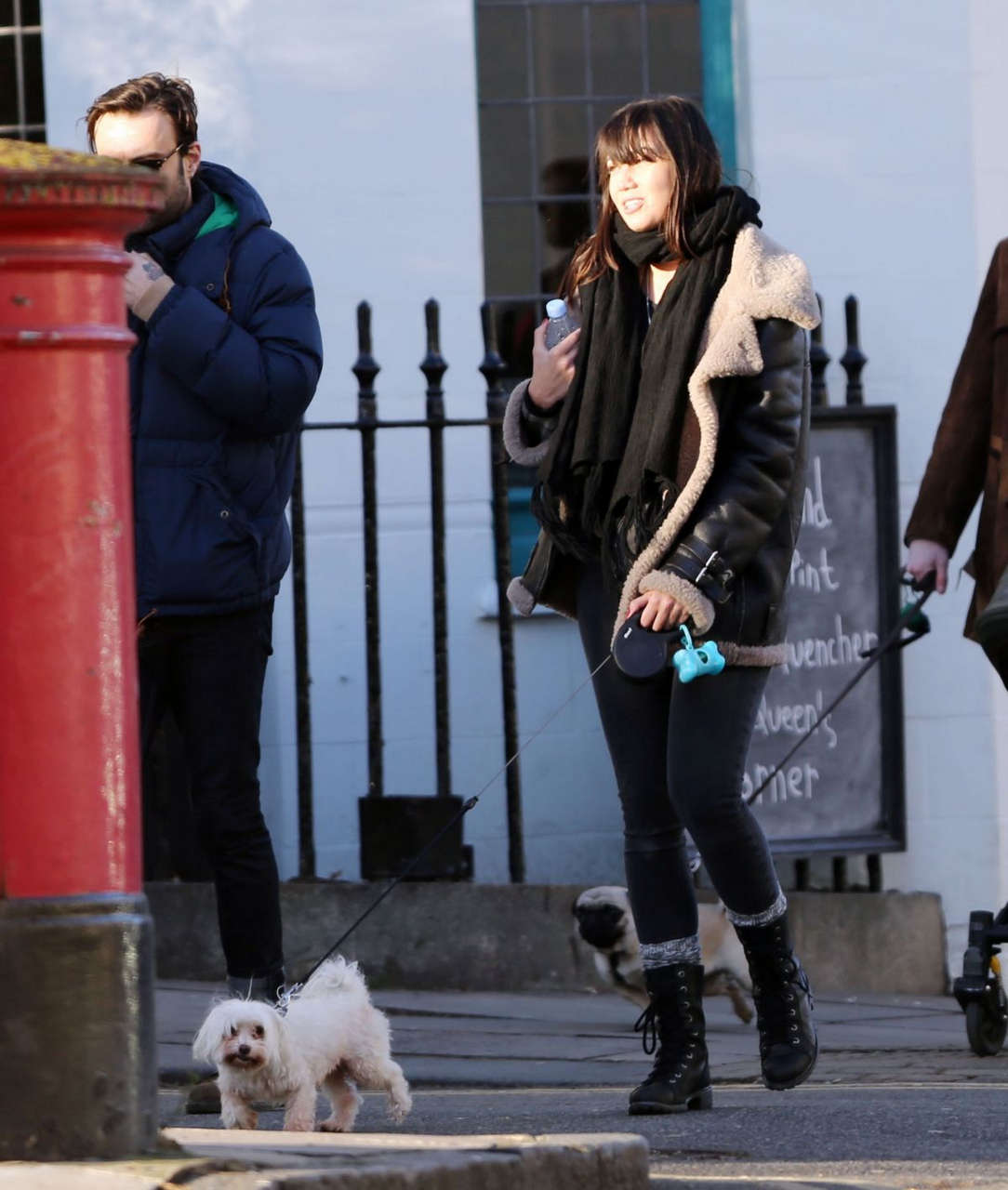 Daisy Lowe Walks Her Dog Out London