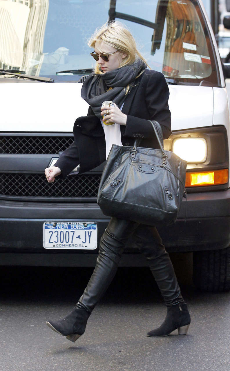 Dakota Fanning Leather Pants Out About New York