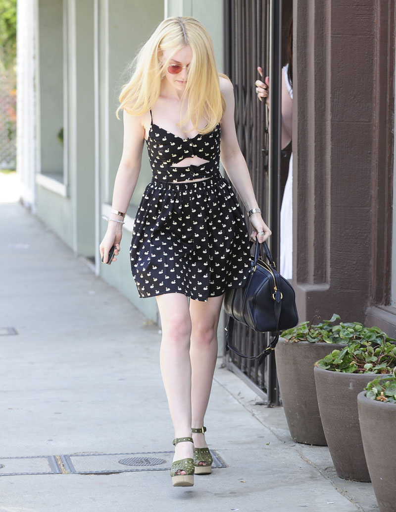 Dakota Fanning Leggy Candids Out About West Hollywood