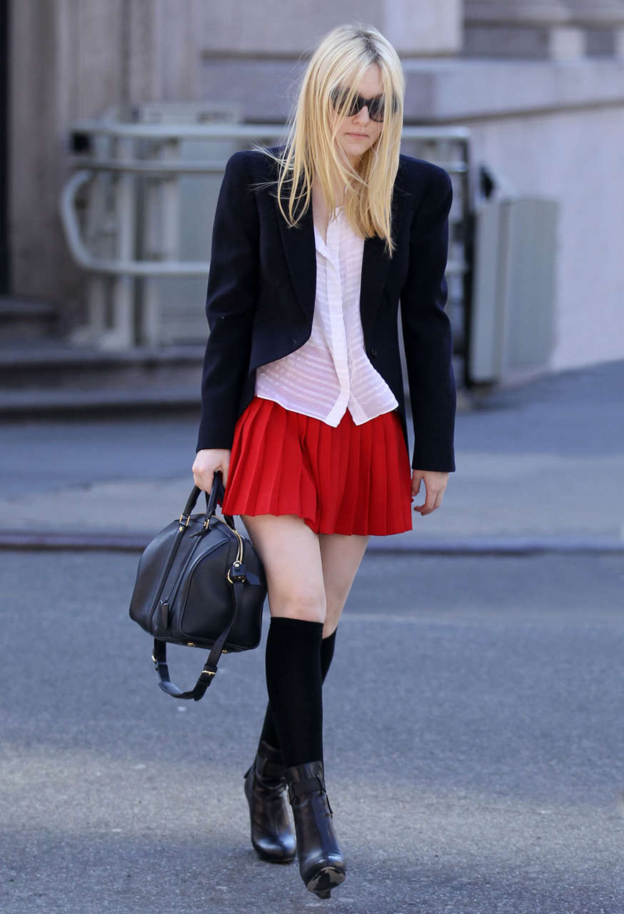 Dakota Fanning School Outfit Out About New York