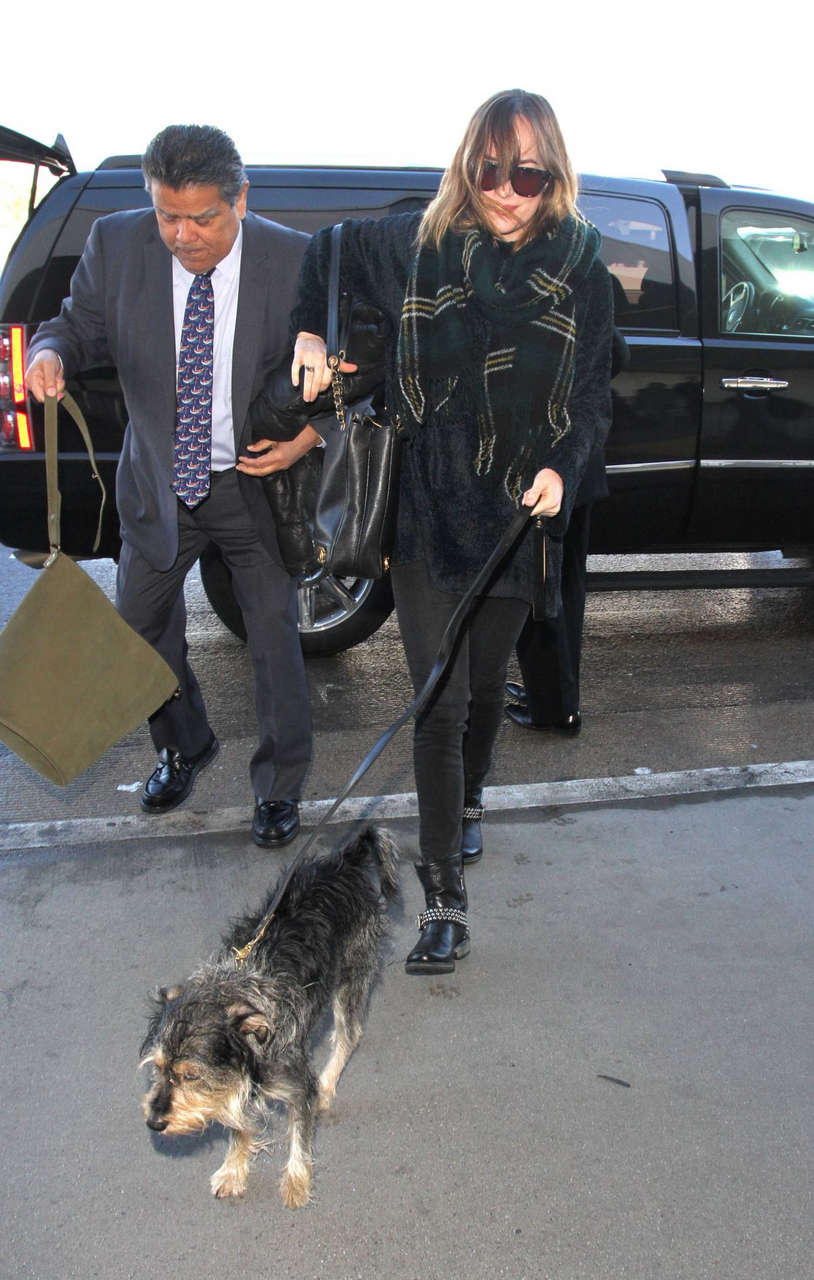 Dakota Johnson Arrives Lax Airport Los Angeles