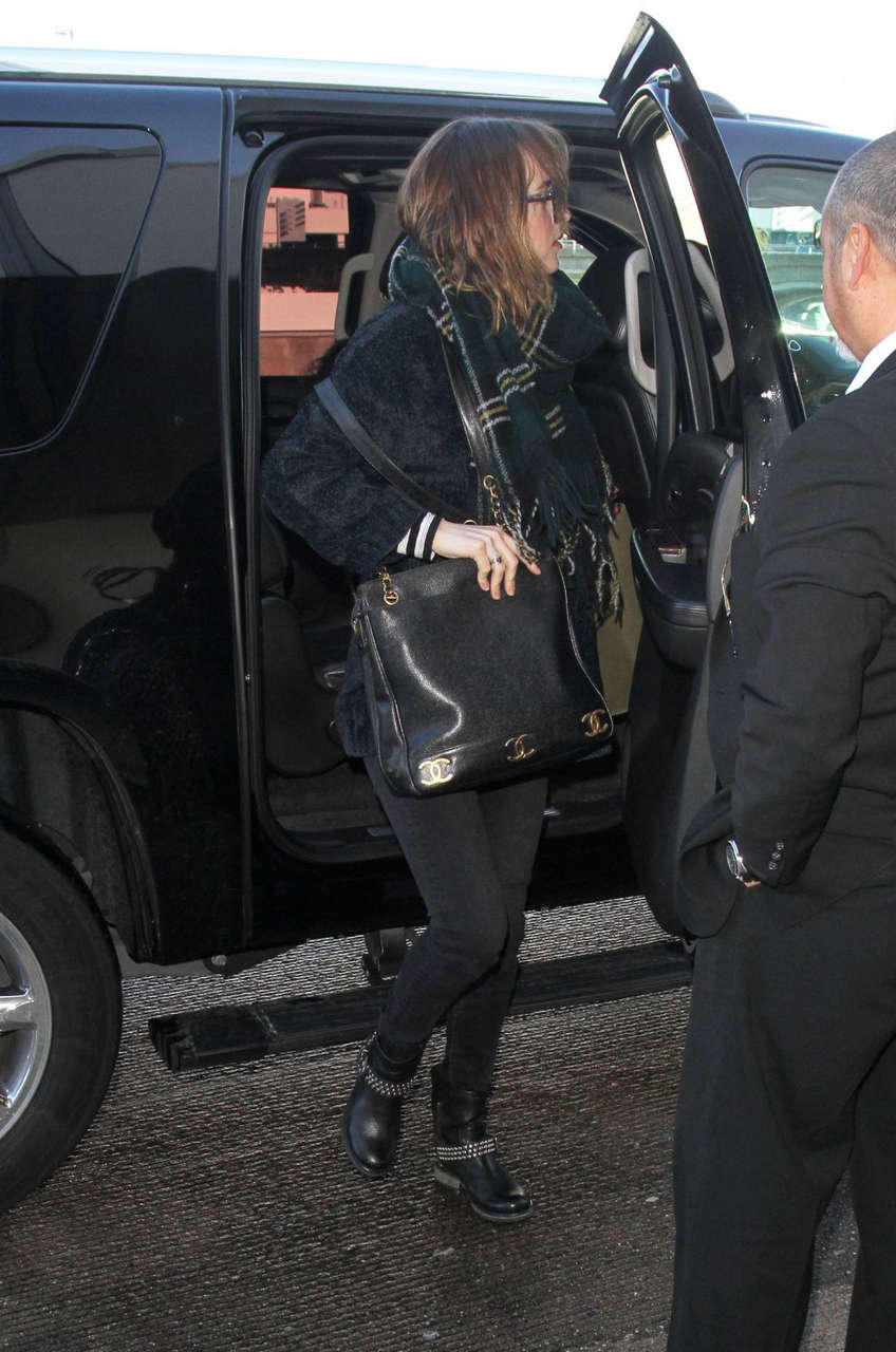 Dakota Johnson Arrives Lax Airport Los Angeles