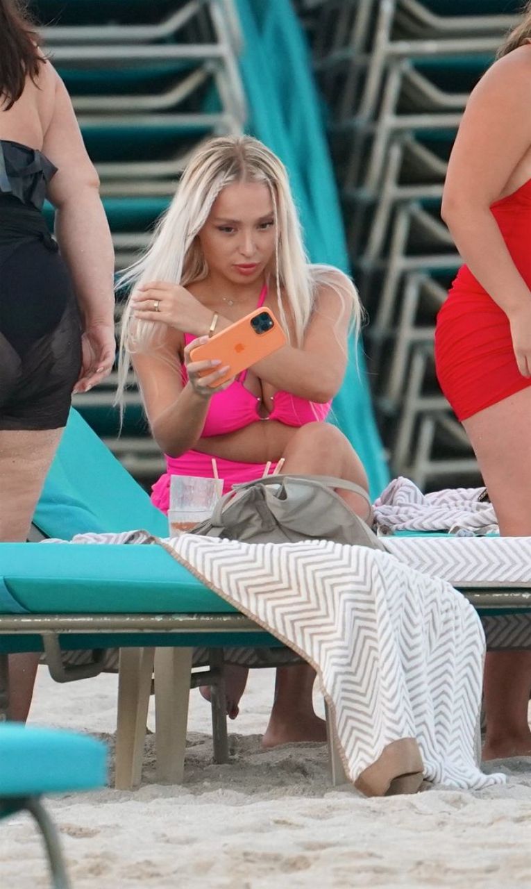 Danielle Chavez Pink Bikini Beach Miami