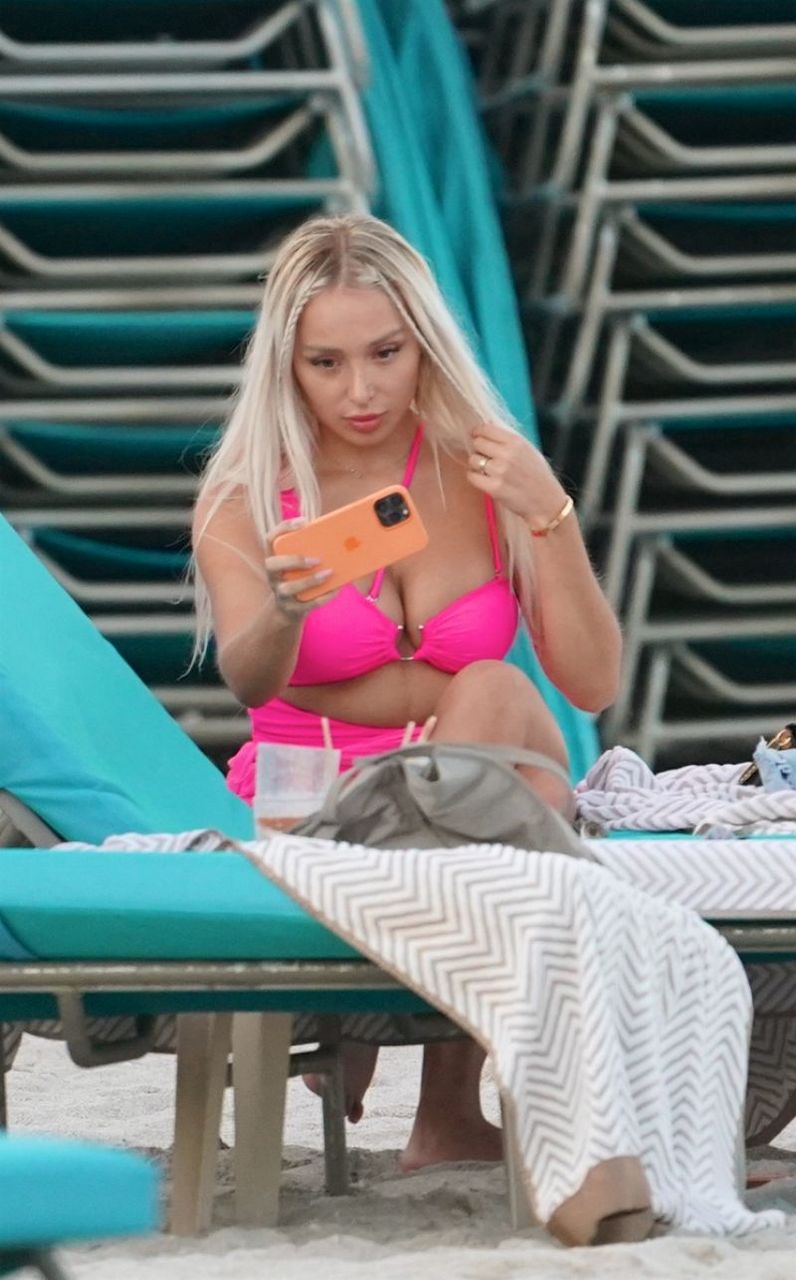 Danielle Chavez Pink Bikini Beach Miami