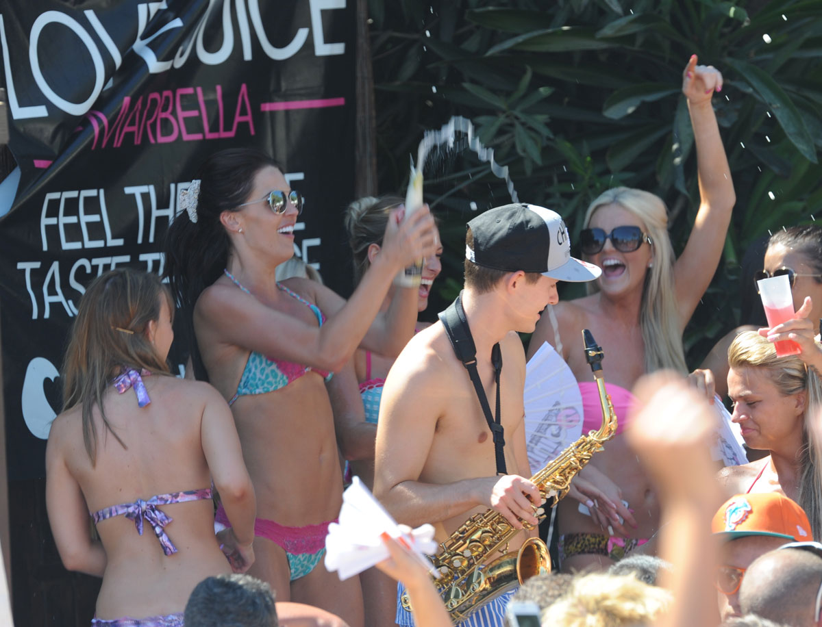 Danielle Lloyd Bikini Party Pool Marbella
