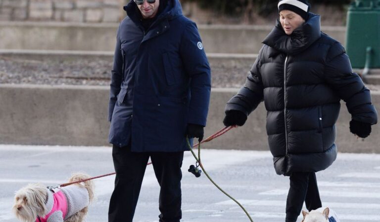 Deborra Lee Furness And Hugh Jackman Out With Their Dogs New York (7 photos)