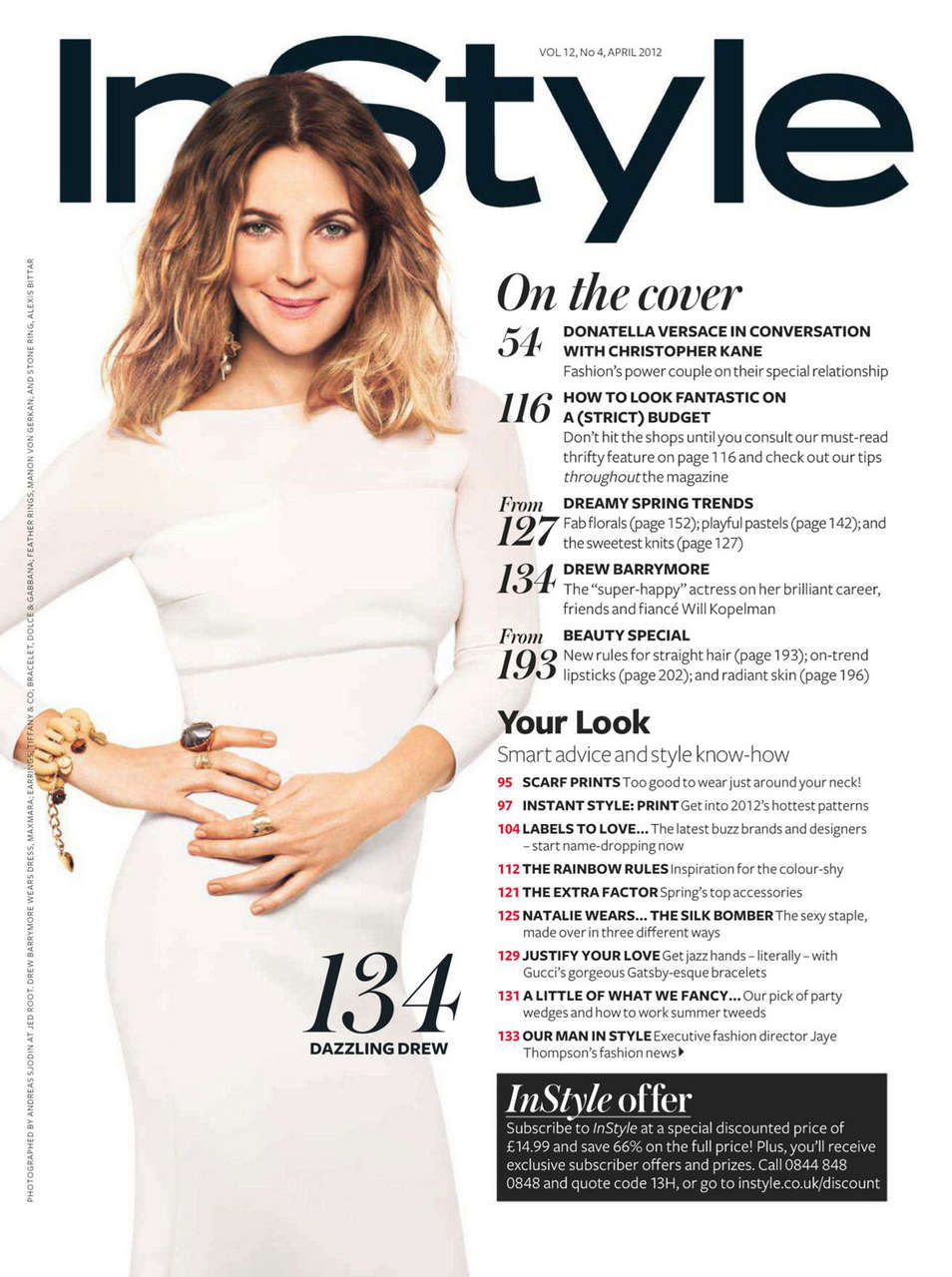 Drew Barrymore Instyle Magazine Uk 2012 April Issue