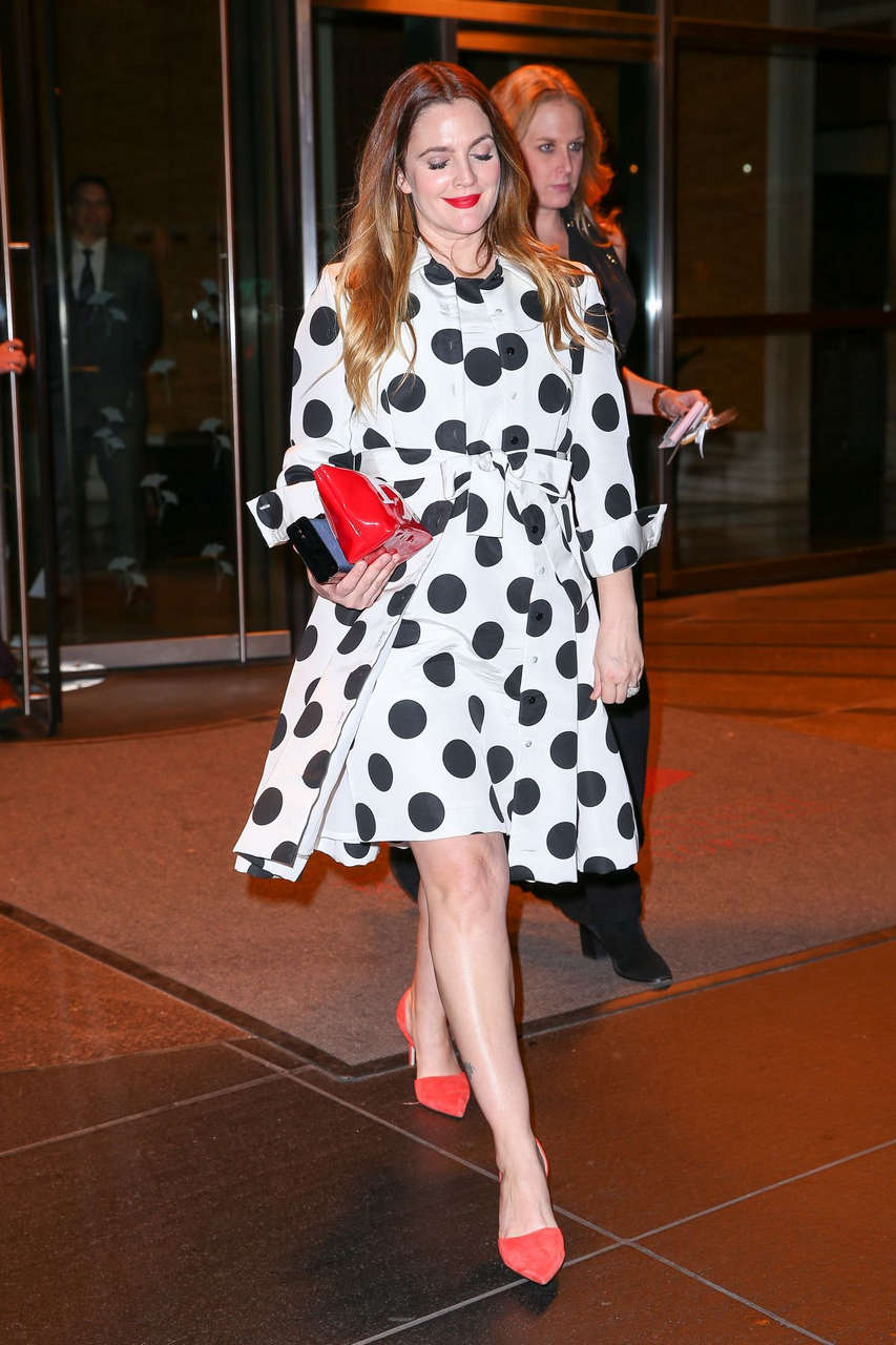 Drew Barrymore Leaves Mandarin Oriental Hotel New York