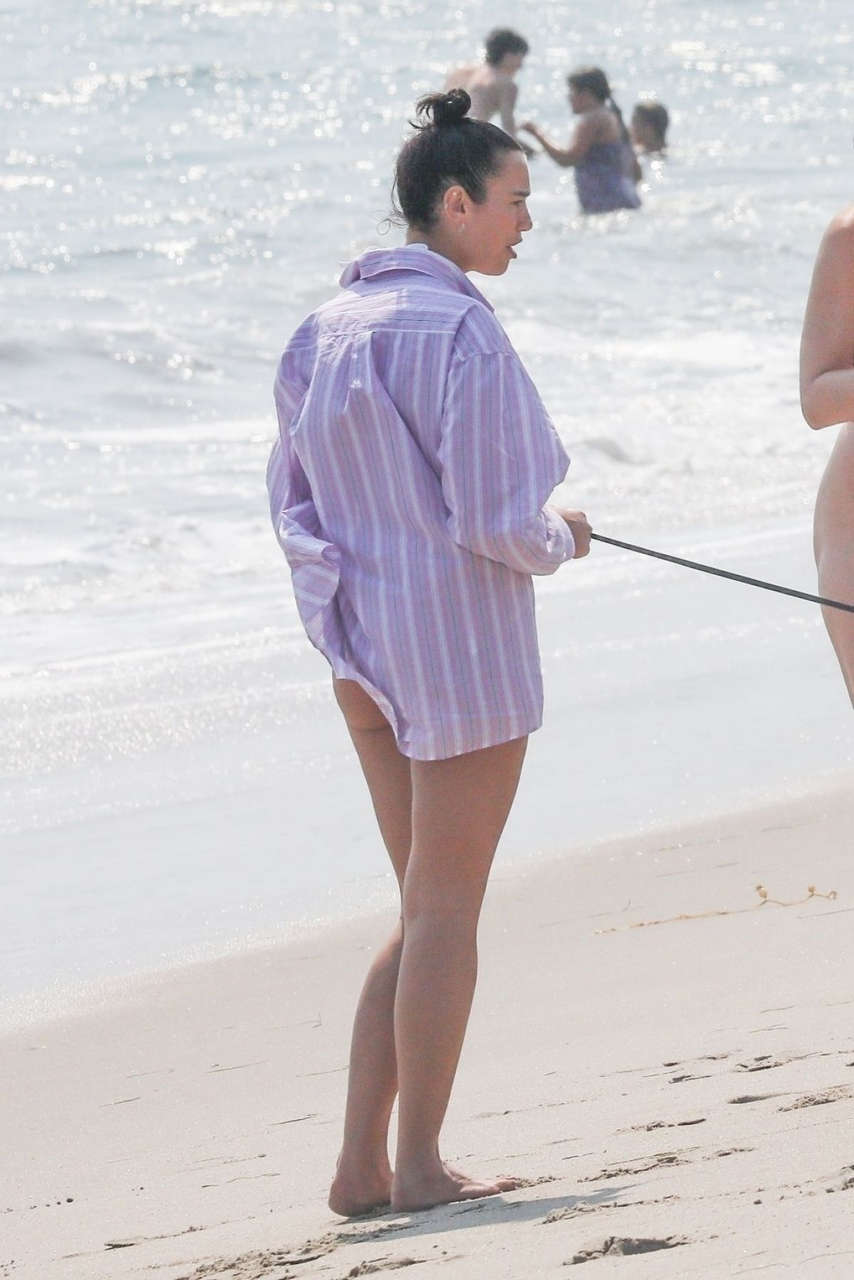 Dua Lipa Bikini Anwar Hadid Out With Their Dog Beach Malibu