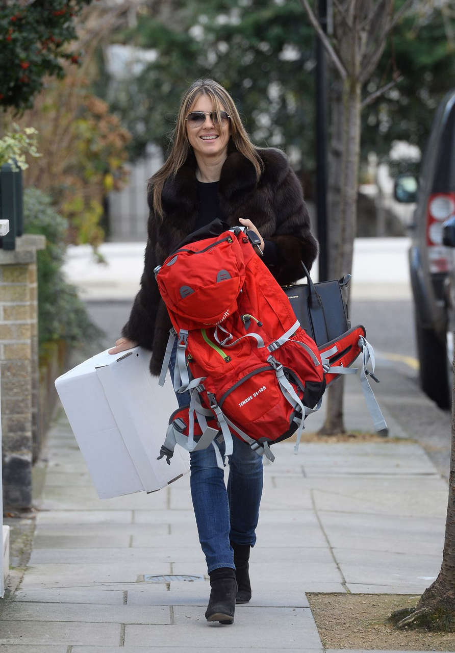 Elizabeth Hurley Arrives Her Home London