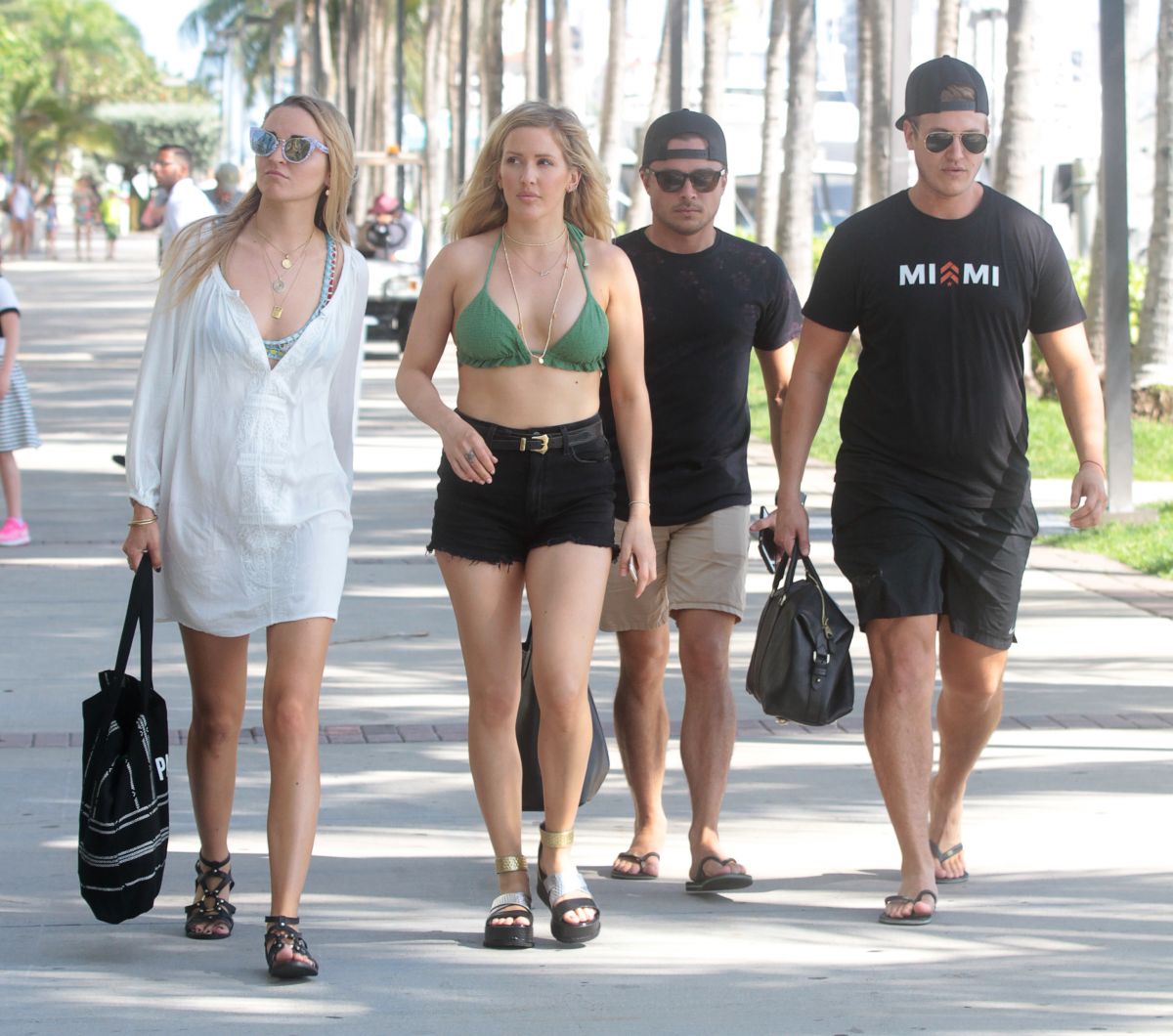 Ellie Goulding Bikini Top Out Miami