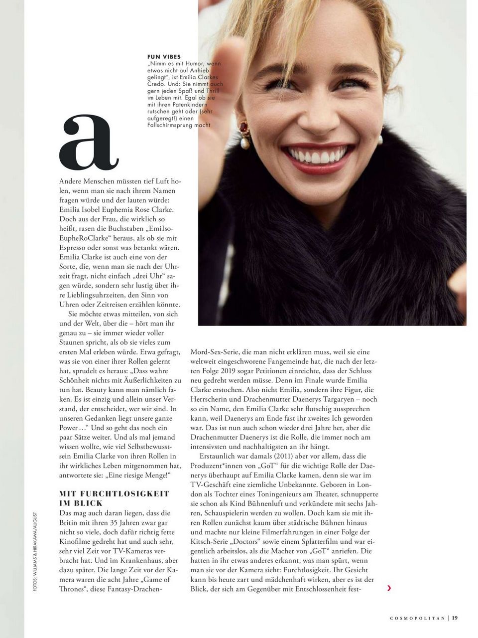 Emilia Clarek Cosmopolitan Magazine Germany March