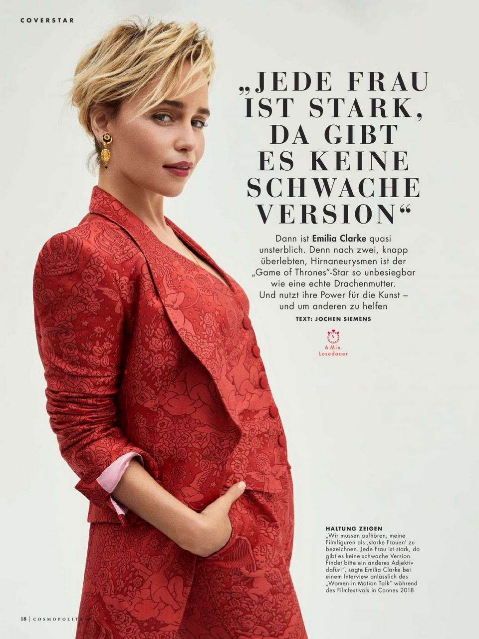 Emilia Clarek Cosmopolitan Magazine Germany March