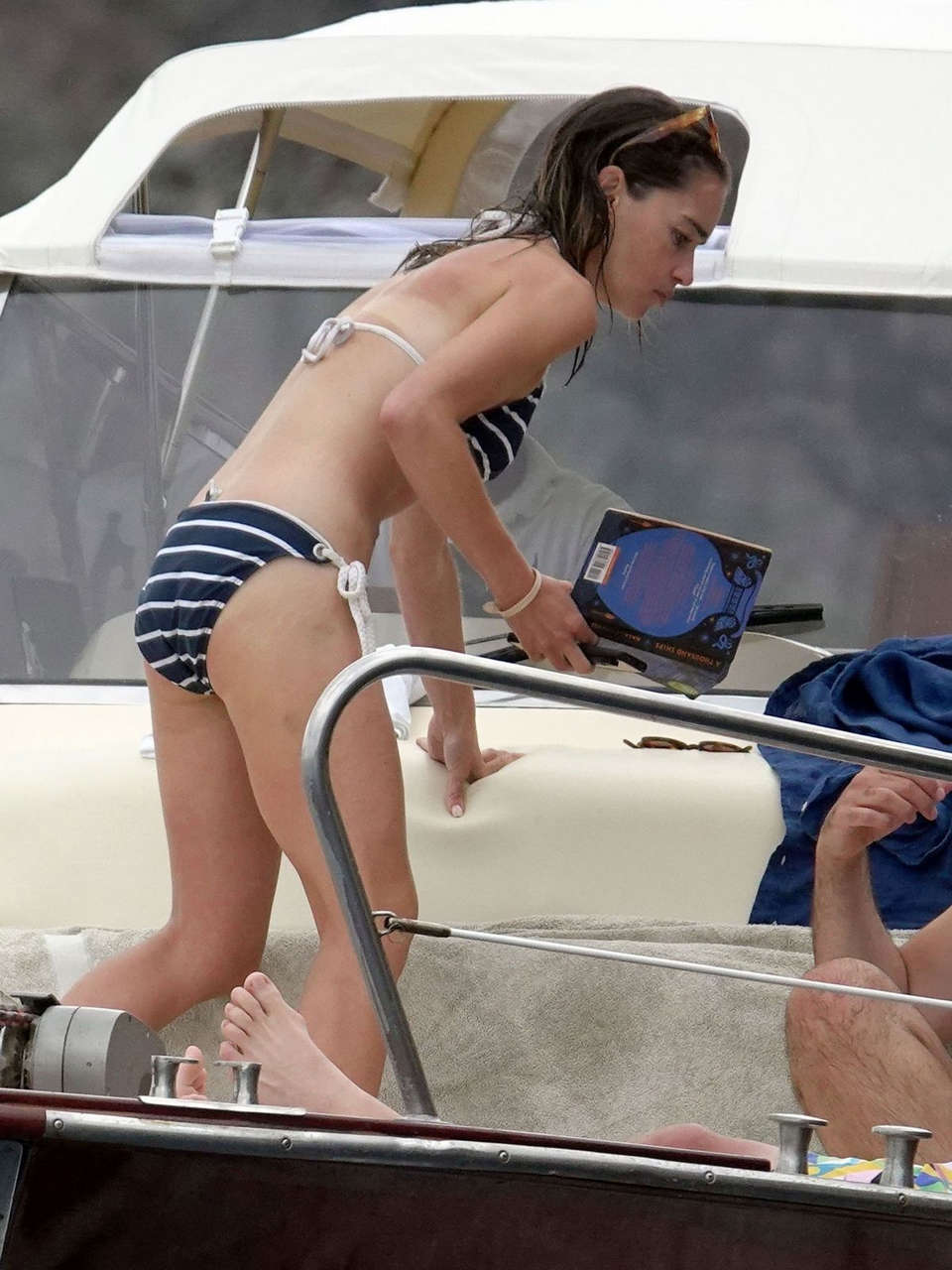 Emilia Clarke Bikini Boat Italy