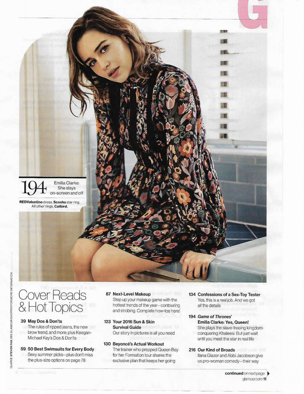 Emilia Clarke Glamour Magazine May 2016 Issue