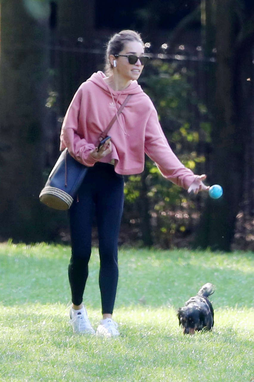 Emilia Clarke Out With Her Dog Park London