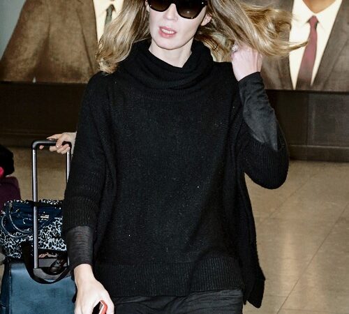 Emily Blunt Arriving At The Heathrow Airport (2 photos)