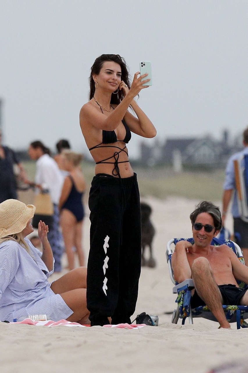 Emily Ratajkowski Bikini Top Beach Hamptons