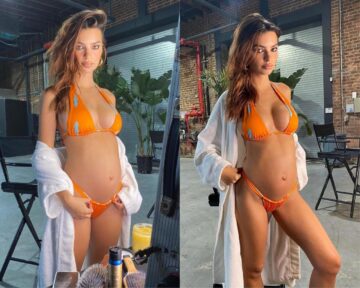 Emily Ratajkowski In An Orange Bikini Hot