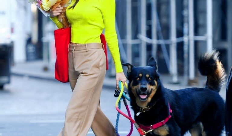 Emily Ratajkowski Out With Her Dog Shopping For Fresh Flowers New York (7 photos)