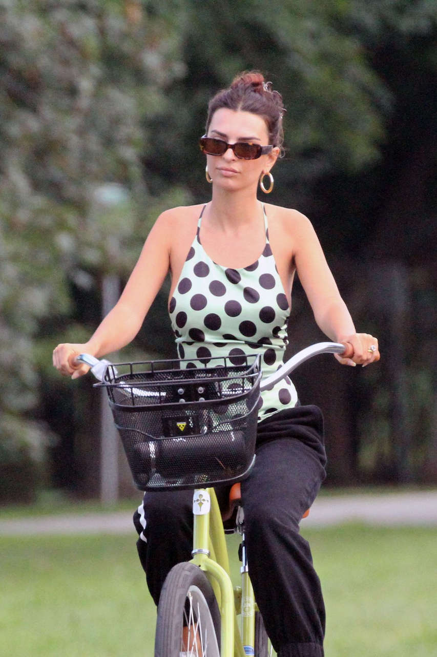 Emily Ratajkowski Riding Bike Out Beach Hamptons