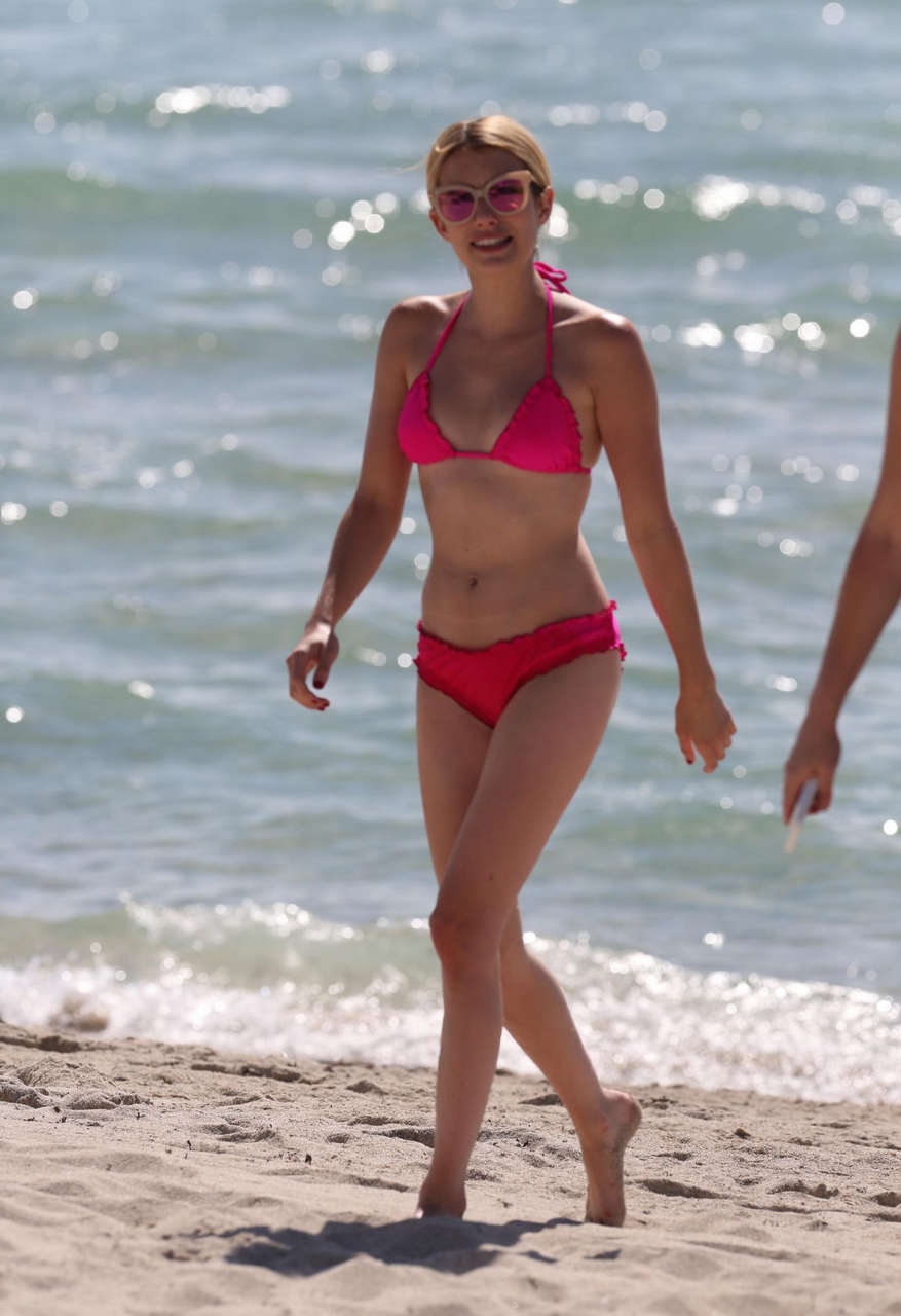 Emma Roberts Bikini Beach Miami Beach