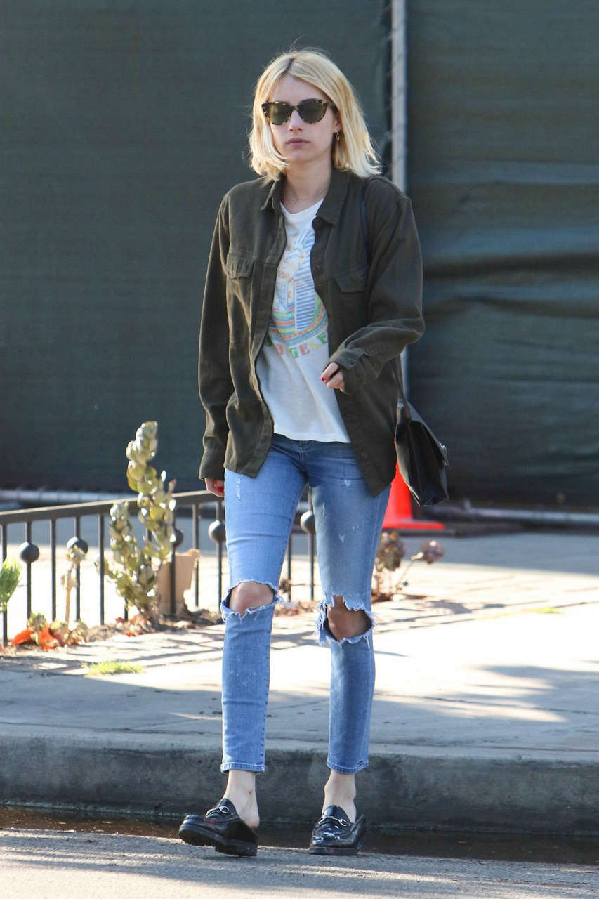 Emma Roberts Ripped Jeans Out West Hollywood