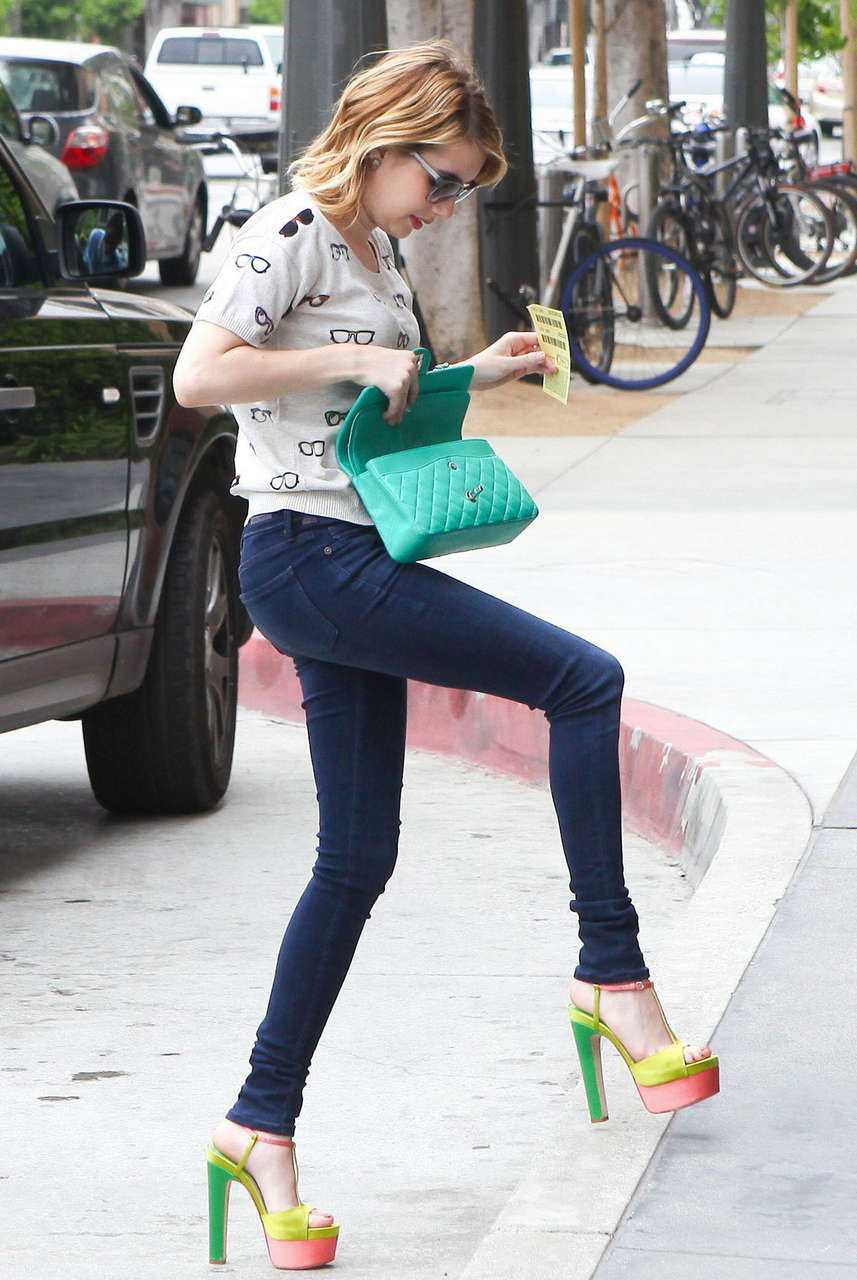 Emma Roberts Tight Pants High Heels Out About Los Angeles