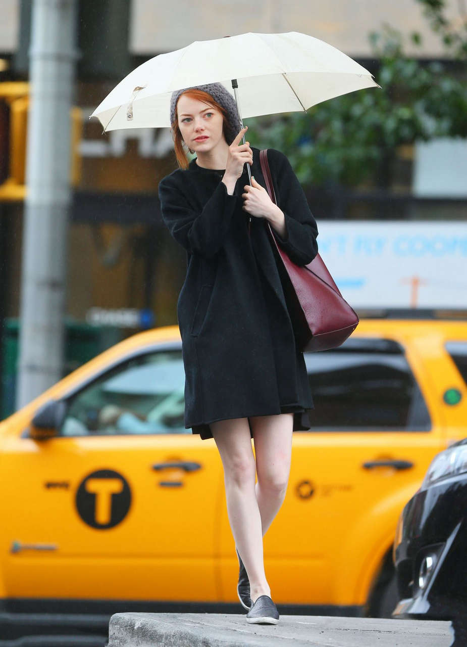 Emma Stone Rainy Day Out New York